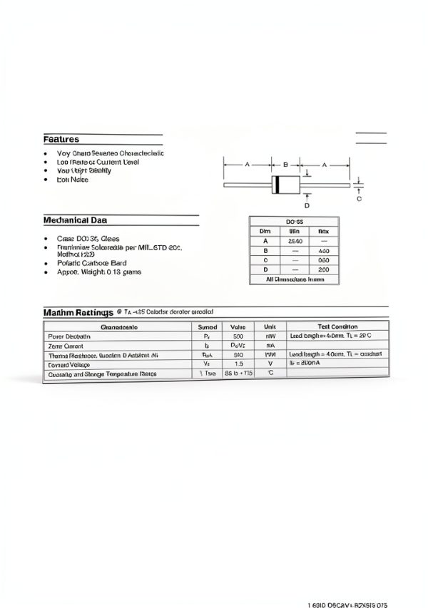 Zener Diode Chanzon BZX55C2V7 0.5W 2.7V Pack of 100 Axial DO-35-1