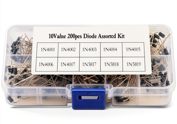 200Pcs Diode Box Set - 1N4001 to 1N5819 Zener Diodes in Clear Case-0