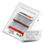 Zener Diode Chanzon BZX55C18 0.5W 18V Pack of 100 Axial DO-35-0