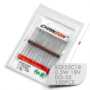 Zener Diode Chanzon BZX55C18 0.5W 18V Pack of 100 Axial DO-35-0