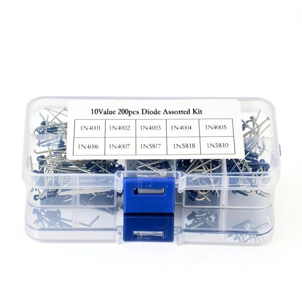 200Pcs Diode Box Set - 1N4001 to 1N5819 Zener Diodes in Clear Case-1