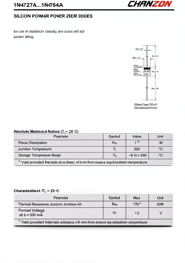 Chanzon 1N4739A 1W Zener Diode 9.1V DO-41 Pack of 100 Pieces-1