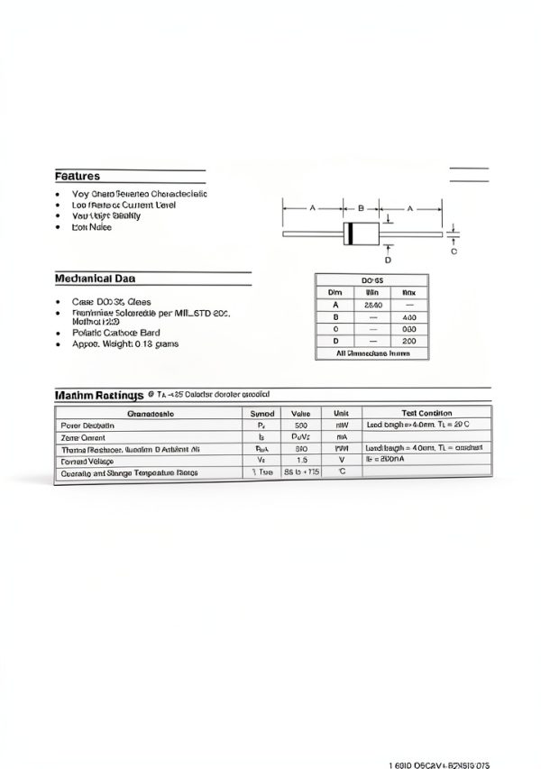 Zener Diode BZX55C8V2 0.5W 8.2V Pack of 100 Chanzon Axial-1